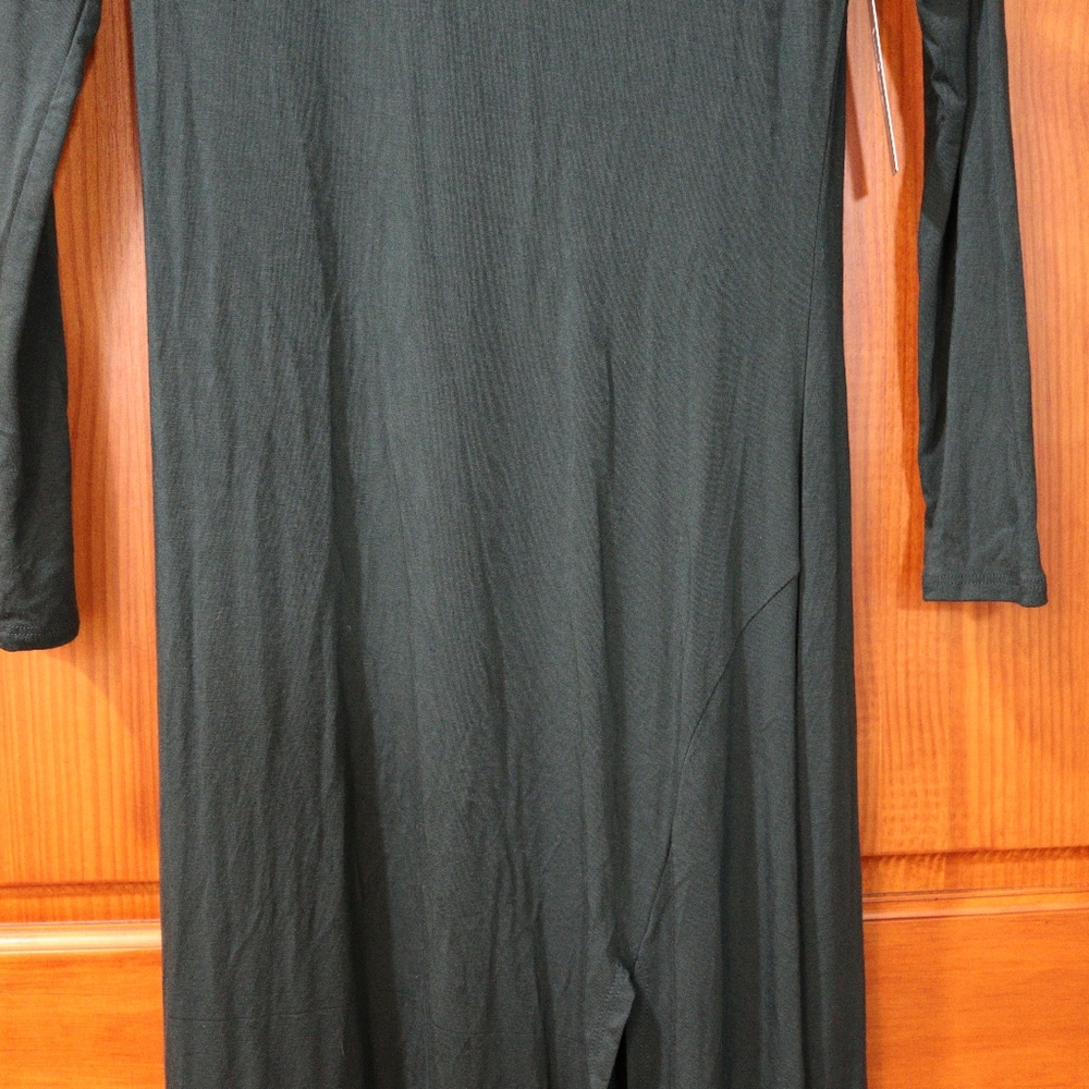 Lulu's Swept Away Forest Green Maxi Dress Knee High Slit Sexy Dress NWT Medium - Picture 9 of 14